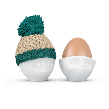 Eierbecher Mütze Elfenbein/Smaragd